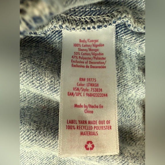 Justice Blue and Gray Bomber Jacket with Floral Design, Embroidery 0079 - Picture 10 of 11